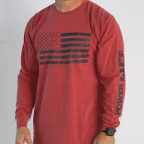 Comfort Colors Long Sleeve Flag T-Shirt - Crimson | Power Lift